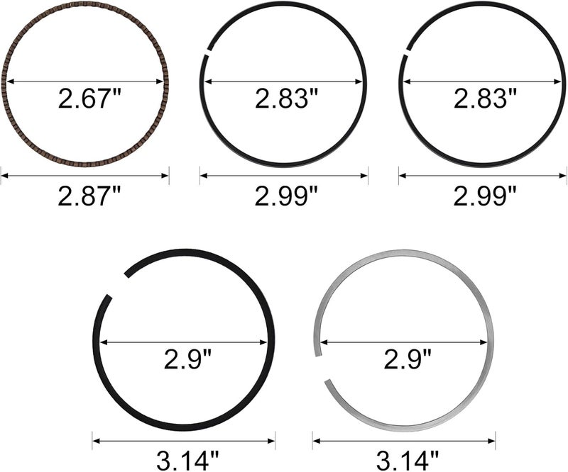 PEVAST 2 X New Piston Ring Set for Kawasaki FD620D FD661D 130086025 13008-6025 (10 PCS) - Image 5